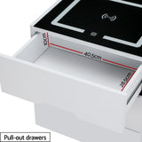 NNEDSZ Artiss Smart Bedside Table 3 Drawers with Wireless Charging Ports LED White ADAD