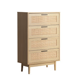NNEDSZ Artiss 4 Chest of Drawers Rattan Tallboy Pine - BRIONY