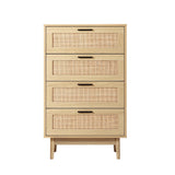 NNEDSZ Artiss 4 Chest of Drawers Rattan Tallboy Pine - BRIONY