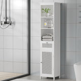 NNEDSZ Artiss Bathroom Cabinet Storage 161cm White Rattan Tallboy Toilet Cupboard