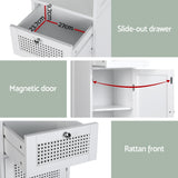 NNEDSZ Artiss Bathroom Cabinet Storage 161cm White Rattan Tallboy Toilet Cupboard
