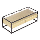 NNEDSZ Coffee Table 2 Drawers Glass Tabletop Pine