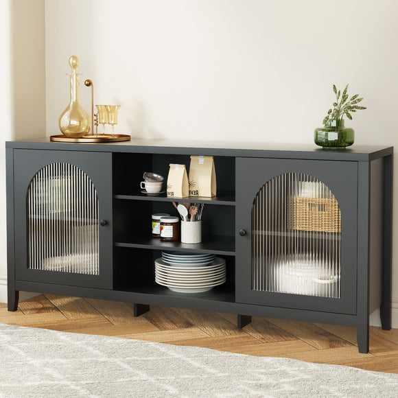 NNEDSZ Artiss Buffet Sideboard Shelves Double Doors - Black
