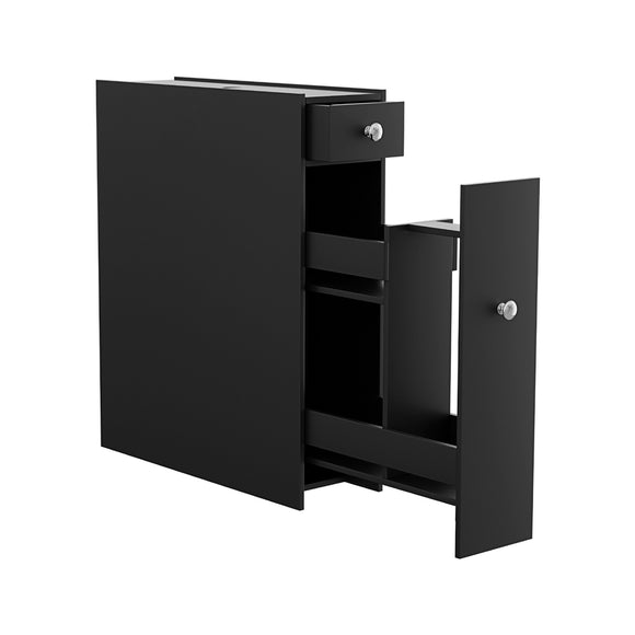 NNEDSZ Artiss Bathroom Storage Cabinet Toilet Slim Tissue Box Caddy Holder Side Wooden Black
