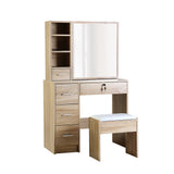 NNEDSZ Artiss Dressing Table Stool Set Sliding Mirror Oak Diane