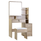 NNEDSZ Artiss Dressing Table Stool Set 4 Drawers Oak