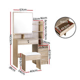 NNEDSZ Artiss Dressing Table Stool Set 4 Drawers Oak