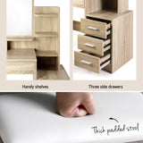 NNEDSZ Artiss Dressing Table Stool Set 4 Drawers Oak