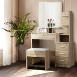 NNEDSZ Artiss Dressing Table Stool Set 4 Drawers Oak