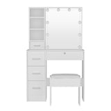 NNEDSZ Artiss Dressing Table Set Stool 10 Led Bulbs White Dylan