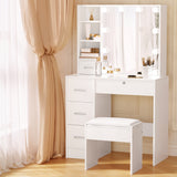 NNEDSZ Artiss Dressing Table Set Stool 10 Led Bulbs White Dylan