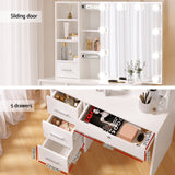 NNEDSZ Artiss Dressing Table Set Stool 10 Led Bulbs White Dylan