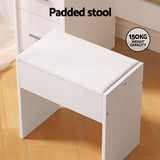 NNEDSZ Artiss Dressing Table Set Stool 10 Led Bulbs White Dylan
