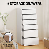 NNEDSZ Artiss 6 Chest of Drawers Dresser Tallboy White