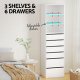 NNEDSZ Artiss 6 Chest of Drawers Tallboy Cabinet White