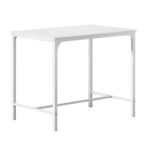NNEDSZ Artiss Bar Table Dining Desk High Kitchen Shelf Metal Legs Cafe Pub White