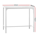 NNEDSZ Artiss Bar Table Dining Desk High Kitchen Shelf Metal Legs Cafe Pub White