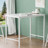 NNEDSZ Artiss Bar Table Dining Desk High Kitchen Shelf Metal Legs Cafe Pub White