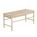 NNEDSZ Dining Bench Paper Rope Seat Wooden Chair 100cm