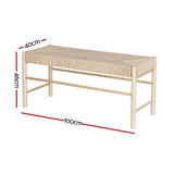 NNEDSZ Dining Bench Paper Rope Seat Wooden Chair 100cm