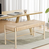 NNEDSZ Dining Bench Paper Rope Seat Wooden Chair 100cm
