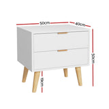 NNEDSZ Artiss Bedside Table 2 Drawers - White