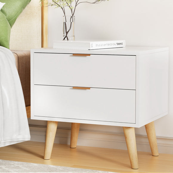 NNEDSZ Artiss Bedside Table 2 Drawers - White