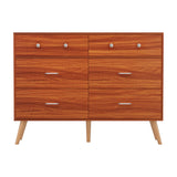 NNEDSZ Artiss 6 Chest of Drawers Storage Cabinet Walnut