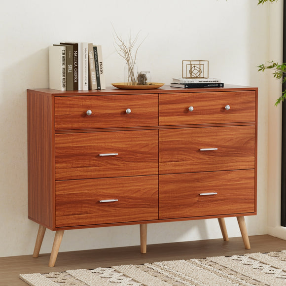 NNEDSZ Artiss 6 Chest of Drawers Storage Cabinet Walnut