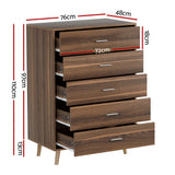 NNEDSZ 5 Chest of Drawers - MIRI Walnut