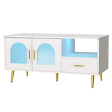 NNEDSZ Artiss LED Coffee Table Shelf Drawer Storage White