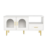 NNEDSZ Artiss LED Coffee Table Shelf Drawer Storage White