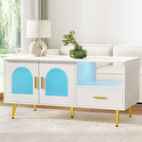 NNEDSZ Artiss LED Coffee Table Shelf Drawer Storage White