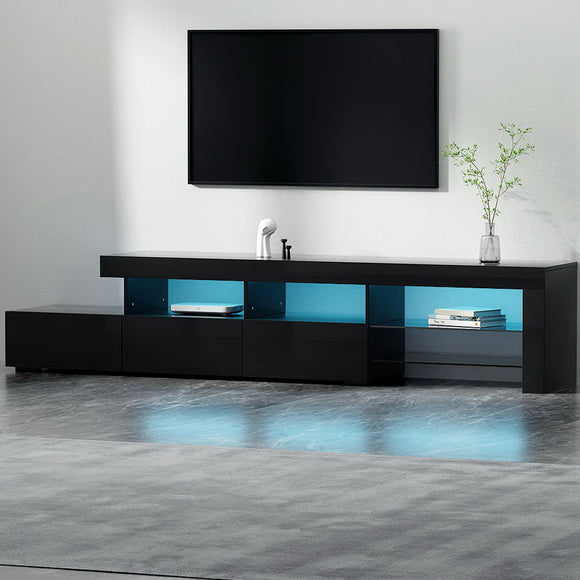 NNEDSZ Artiss Entertainment Unit TV Cabinet LED 215cm Black Caya