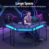 Artiss L-Shape Gaming Desk Computer Desks RGB LED Power Outlet 130cm Black