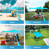 NNEOBA Family Beach Canopy Large Sunshade Tent with Stability Poles (Blue)