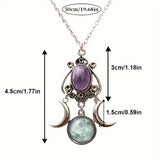 NNEOBA Charming Triple Moon Goddess Pendant Necklace (Purple)