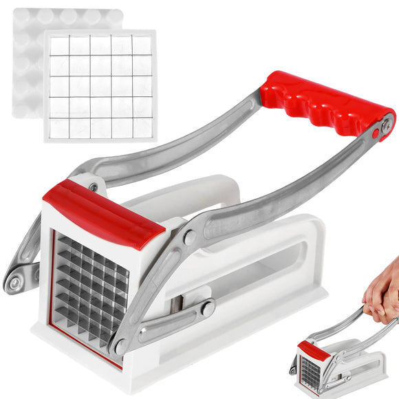 NNEOBA French Fry Cutter – Manual Potato Chipper with 25/49-Hole Blades