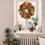 NNEOBA Christmas Autumn Berry Pumpkin Front Door Wreath