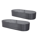 NNEDSZ 2x Green Fingers Raised Garden Bed 160X80X42cm Oval Planter Box Raised Container Galvanised