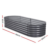 NNEDSZ 2x Green Fingers Raised Garden Bed 160X80X42cm Oval Planter Box Raised Container Galvanised