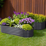 NNEDSZ 2x Green Fingers Raised Garden Bed 160X80X42cm Oval Planter Box Raised Container Galvanised