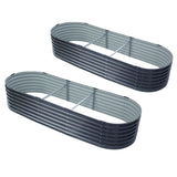 NNEDSZ 2x Raised Green Fingers Garden Bed 240X80X42cm Oval Planter Box Container Galvanised