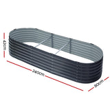 NNEDSZ 2x Raised Green Fingers Garden Bed 240X80X42cm Oval Planter Box Container Galvanised