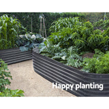 NNEDSZ 2x Raised Green Fingers Garden Bed 240X80X42cm Oval Planter Box Container Galvanised
