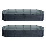 NNEDSZ 2x Green Fingers Raised Garden Bed 320X80X42cm Oval Planter Box Container Galvanised