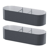NNEDSZ x2 Green Fingers Raised Garden Bed Kit Planter Oval Galvanised Steel 240cmX80cmX56cm