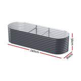 NNEDSZ x2 Green Fingers Raised Garden Bed Kit Planter Oval Galvanised Steel 240cmX80cmX56cm