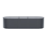 NNEDSZ x2 Green Fingers Raised Garden Bed Kit Planter Oval Galvanised Steel 240cmX80cmX56cm