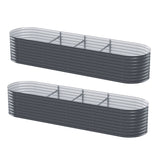 NNEDSZ 2x Green Fingers Raised Garden Bed 320X80X56cm Oval Planter Box